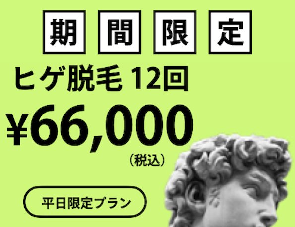 ヒゲ脱毛12回6,6000円