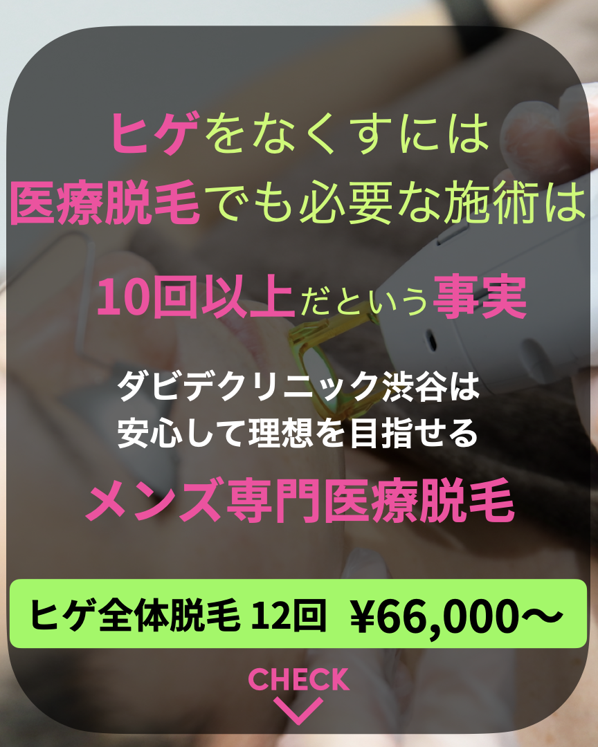 ダビデクリニック渋谷ではヒゲ全体脱毛をはじめとした各種キャンペーンプランとお得な特典をご用意しています。